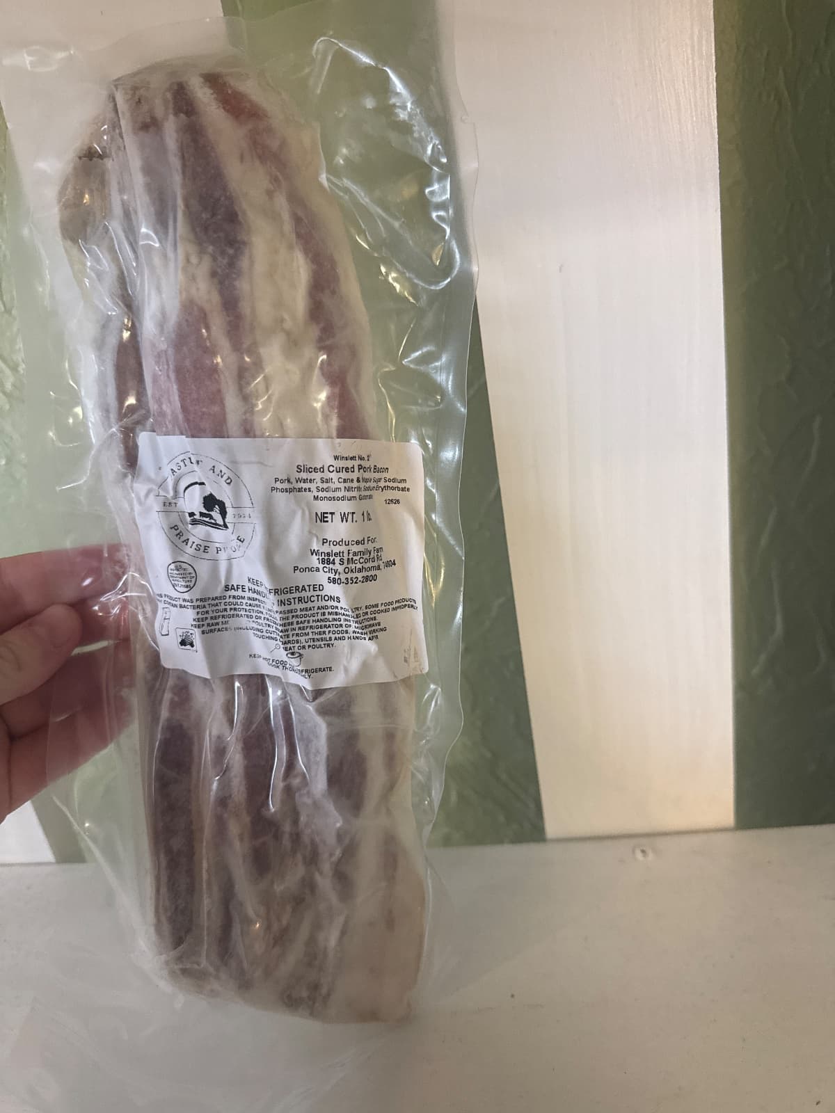 Bacon Thick Sliced - Pasture and Praise, 1 Lb Package